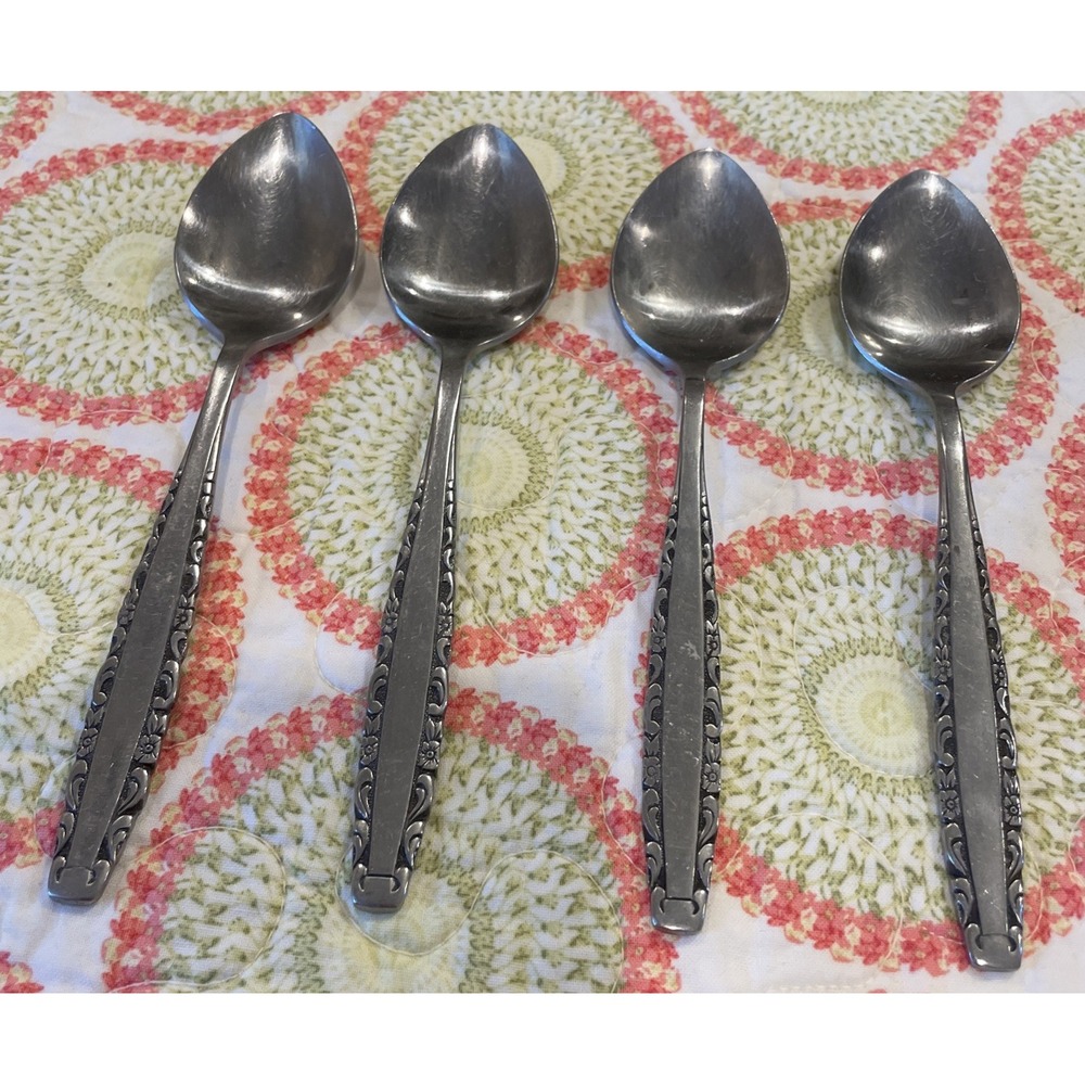Northland Oneida Love Story Stainless Flatware Soup Spoons Spoon Lot Of 4 VTG